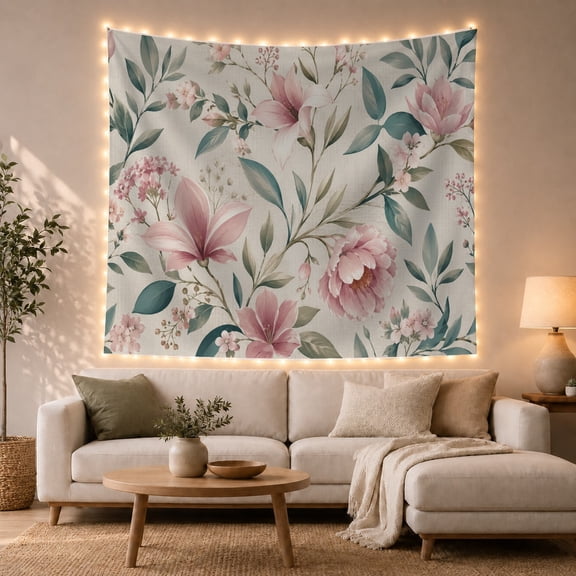 Pink Floral Arrangement Tapestry Wall Hanging