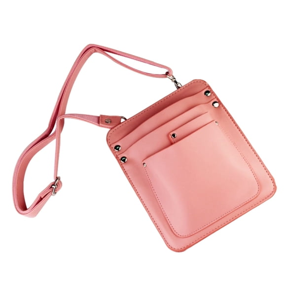 Pink Floral Art Tool Bag, PU Leather Florist Tool Pouch, Flower Arranging Tool Organizer with Multiple Pockets, Adjustable Strap Rivet Reinforcement, Large Capacity for Gardening, Home