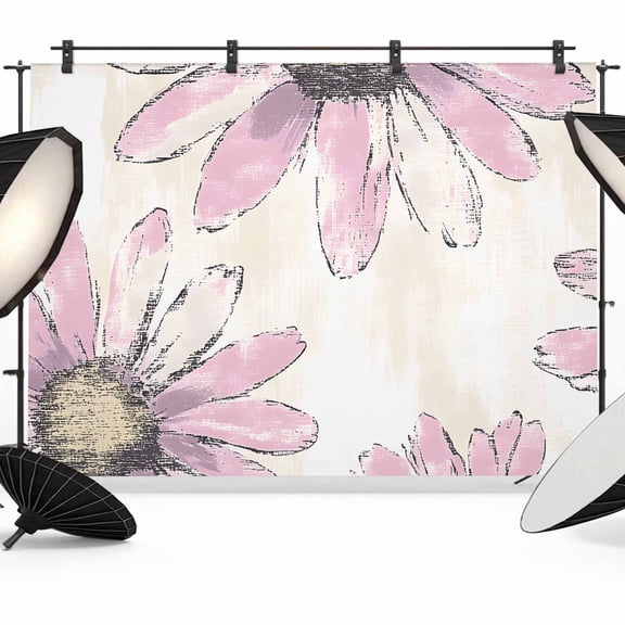Pink Floral Backdrop for Photography, Vintage Flowers Photo Backdrop Portrait Background Party Banner Photo Backgrounds for Studio Booth Props, 12x8ft