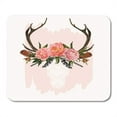 thumbnail image 1 of Pink Floral Beautiful of Deer Skull Flowers Boho Chic Antlers Peonies Leaves Feathers Mousepad Mouse Pad Mouse Mat 9x10 inch, 1 of 3