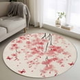 thumbnail image 1 of Pink Floral Blossom Round Area Rug 3.3 FT, Non Slip Small Entryway Kitchen Mat, Spring Pastoral Botanical Vintage Washable Soft Circular Rug Non-Shedding Door Mat for Bathroom Playroom Kids Room, 1 of 9