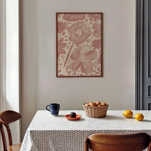 Pink Floral Botanical Art Poster Vintage Block Poster Style Downloadable Poster, 16x24 UNFRAMED