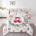 thumbnail image 1 of Pink Floral Bow Tie Twin Comforter Set,Kawaii Bowtie Cherry Bedding Set Room Decor,Cute Butterfly Flower Quilt Bed Set Green Eucalyptus Leaf Down Comforter 2Pcs, 1 of 6