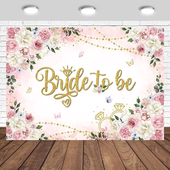 Pink Floral Bride to Be Backdrop Pink Cream Rose Bridal Shower Background Flower Butterfly Wedding Engagement Party Decorations Banner Photo Studio Props