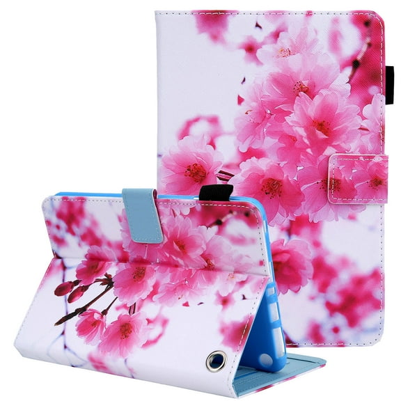 Pink Floral Case for Kindle Fire HD 10.1" 11th Gen 2021/Fire HD 10 Plus 2021,Allytech Shockproof Multi-Angle Anti Slide Stand Smart Wallet Case for Fire HD 10 2021(10.1" Dispaly), Cherry Blossoms