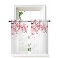 thumbnail image 1 of Pink Floral Cherry Flower Curtains 45 Inch Length, Sheer Curtains for Bedroom Living Room Window Abstract Botanical Branch Rod Pocket Voile Drapes Kitchen Curtains Small Half Window 42"x45" 2 Panels, 1 of 6