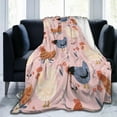 thumbnail image 1 of Pink Floral Chicken Blanket, Soft Warm Bed Bedding Throw Blankets for Couch Bedroom Sofa Office, All Season Cozy Flannel Plush Blanket Gifts for Adults, 60"X50", 1 of 6