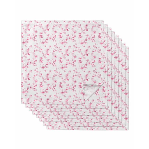 Pink Floral Cloth Napkins Set of 8 Reusable Dinner Napkins, Retro Blossom Flower Botanical Country Cocktail Napkin Washable Table Napkins for Wedding/Holiday Party/Baby Shower 20"x20"