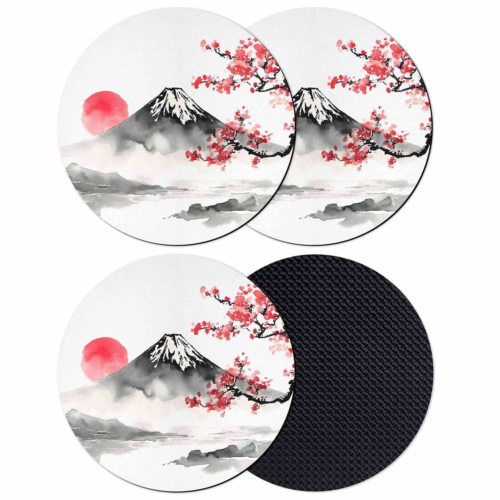 Pink Button Coaster Pink Floral Coasters Set of 4, Absorbent Coasters for Drinks, Tree ...