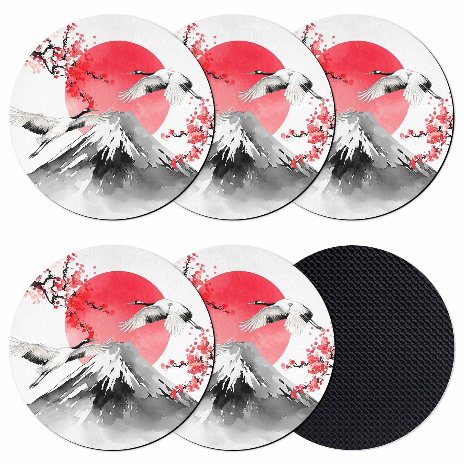 Pink Button Coaster Pink Floral Coasters Set of 6, Absorbent Coasters for Drinks, Tree ...