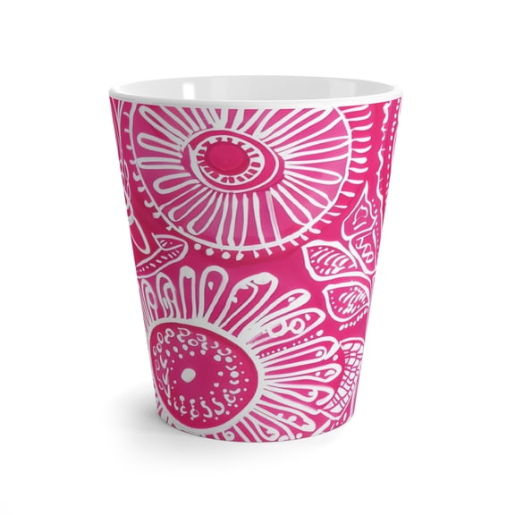 Pink Floral Coffee Latte Mug