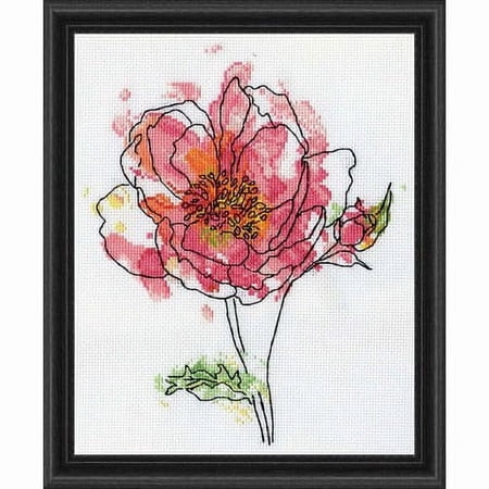 Pink Floral Counted Cross Stitch Kit-8"X10" 14 Count
