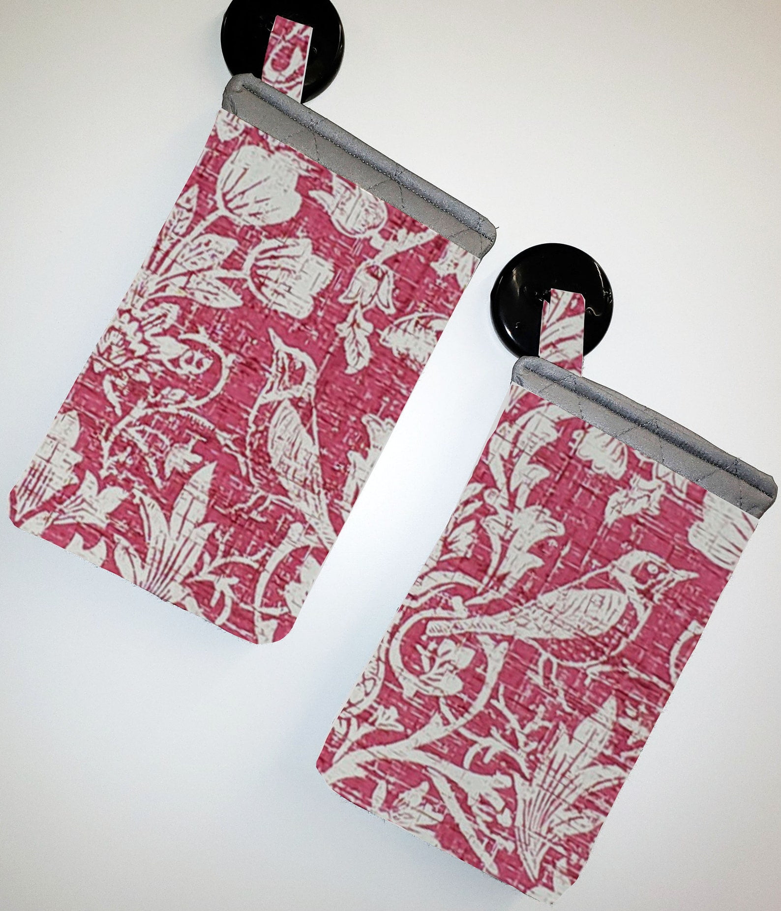 Pink Floral Damask Oven Mitts (Set Of 2) by Penny's Needful Things