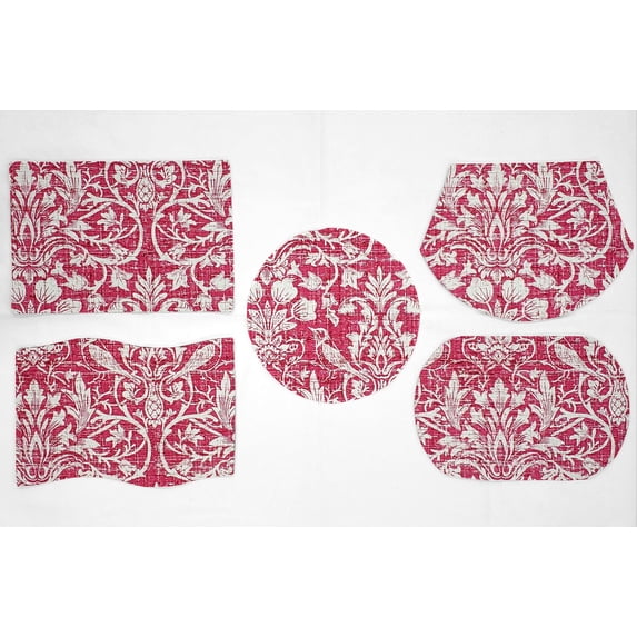 Pink Floral Damask Placemats by Penny's Needful Things (Wedge - Set of 8)