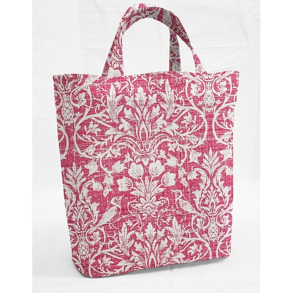 Floral Damask Tote Bag (Small Oval Tote) (Pink)