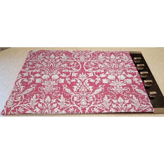Pink Floral Damask Stove Top / Cook Top Cover & Protector by Penny's Needful Things