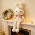 thumbnail image 1 of Pink Floral Dress Bunny Plush Pillow, 23.6 Inch Soft Easter Rabbit, 1 of 7