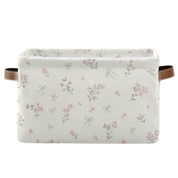 Pink Floral Foldable Storage Large Fabric Storage Baskets Organizer Storage Bins with Handles for Home Office