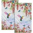 thumbnail image 1 of Pink Floral Hand Towels Set of 2 Hummingbird Butterfly Soft Absorbent Guest Bath Towel Kitchen Dish Towel Spa Home Bathroom Decorations, 1 of 16