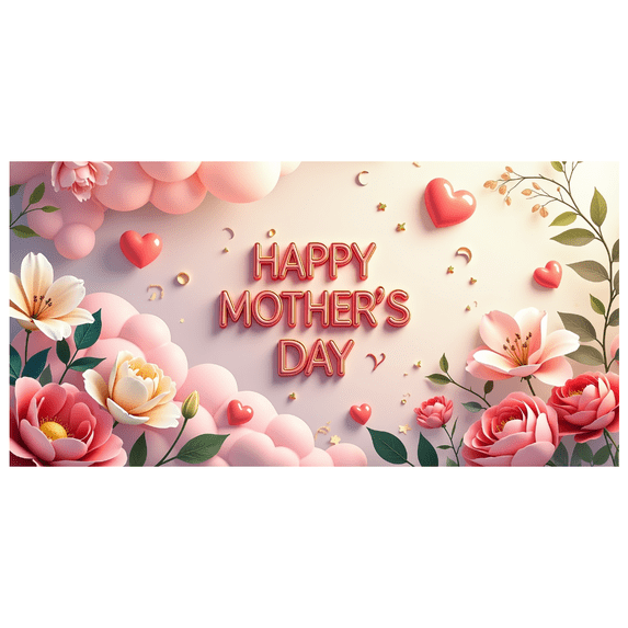 Pink Floral Happy Mothers Day Background Backdrop Banner Party Supplies Decorations for Family Gatherings Photo Shoots Home Decor Celebrations