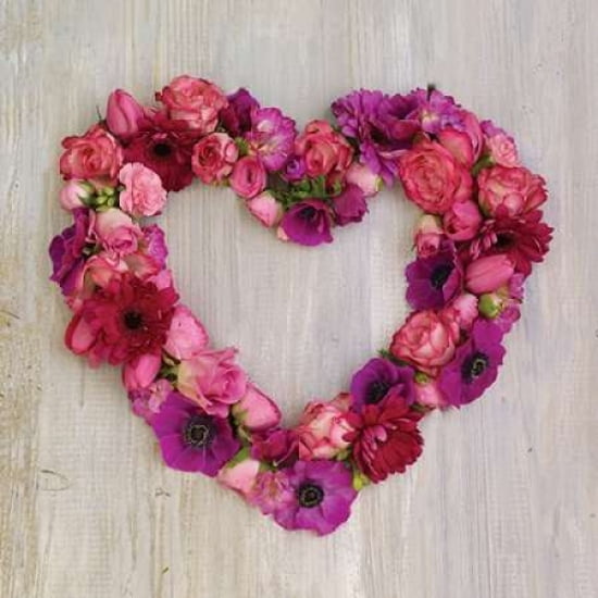 Pink Floral Heart Canvas Art - Howard Shooter (24 x 24)