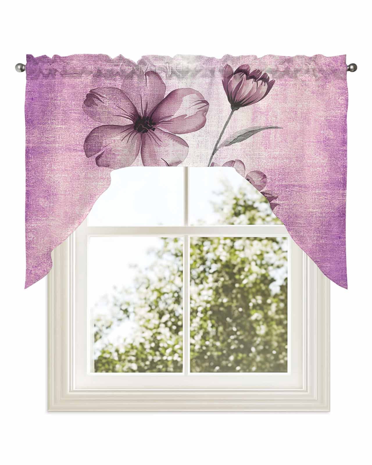 Laileya Lace Ruffle Cafe Kitchen Window Drape Valance Semi Trasparente