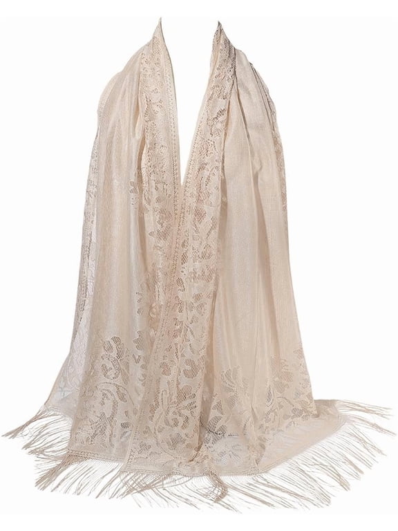 Pink Floral Lace Shawl Wrap Tassel Fringe Gauze Lace Shawls and Wraps Flower Pattern Hollow Solid Mesh Soft Summer Scarf for Women Formal Wedding Party Bridal Evening Dresses Accessories 1pc