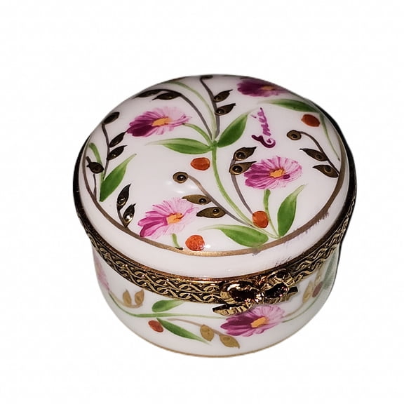 Pink Floral Limoges Box for Home Decor Limoges Box Porcelain Figurine