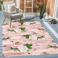thumbnail image 1 of Pink Floral Outdoor Indoor Area Rug Contemporary Modern Aesthetic Rug for Patio Backyard Balcony Deck Porch Washable Reversible Outside Carpet 2x3ft Garden Camping Waterproof Throw Mat, 1 of 6