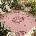 thumbnail image 1 of Pink Floral Outdoor Rug for Patio/Deck/Porch, Non-Slip Large Area Rug 3 x 5 Ft, Circular Flowers Ethnic Abstract Aesthetic Indoor Outdoor Rugs Washable Area Rugs, Reversible Camping Rug Carpet Runner, 1 of 8