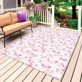 thumbnail image 1 of Pink Floral Outdoor Rug for Patio/Deck/Porch, Non-Slip Large Area Rug 4 x 6 Ft, Retro Blossom Flower Botanical Country Indoor Outdoor Rugs Washable Area Rugs, Reversible Camping Rug Carpet Runner, 1 of 8