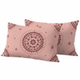 thumbnail image 1 of Pink Floral Outdoor Waterproof Pillow Covers, Circular Flowers Ethnic Abstract Aesthetic Decorative Rectangle Throw Pillowcase Sofa Cushion Sham for Patio/Couch/Chair, 20"x12" 2 Pack, 1 of 8