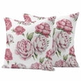 thumbnail image 1 of Pink Floral Outdoor Waterproof Pillow Covers, Spring Summer Modern Flower Leaf Decorative Square Throw Pillowcase Sofa Cushion Sham for Patio/Couch/Chair, 18"x18" 2 Pack, 1 of 8