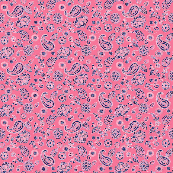 Pink Floral Paisley Bandanas - Dozen Packed 22x22