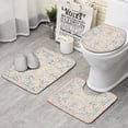 thumbnail image 1 of Pink Floral Pattern Bathroom Rugs Sets 3 Piece,Toilet Cover Set,Absorbent Non Slip Bathroom Mats Sets with U-Shaped Contour Rug Toilet Rug Set, 1 of 5