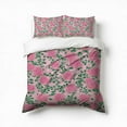 thumbnail image 1 of Pink Floral Pattern Bedding Set 3 Pcs Soft Microfiber Quilt Cover For Bedroom Decor, Comforter Cover With 2 Pillowcase, 1 of 5
