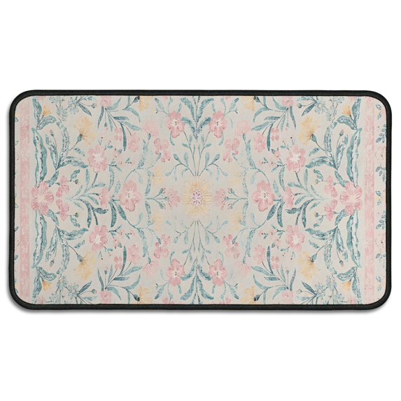Pink Floral Pattern Door Rugs,Washable Non Slip Door Mats Indoor,Decorative Door Mats,Entry Mat Indoor for Entrance,Bedroom,Kitchen,Bathroom,30"x17"
