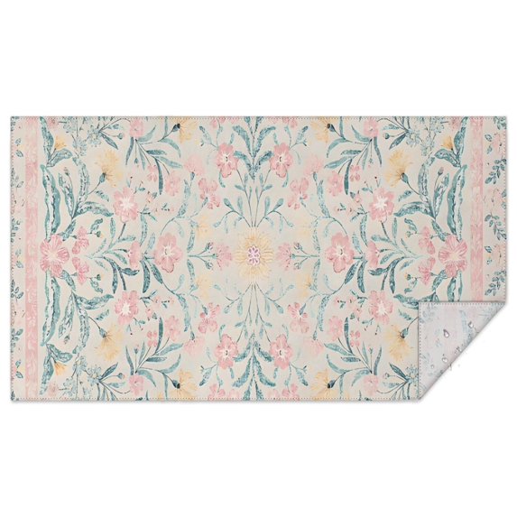 Pink Floral Pattern Rectangle Tablecloth 60"x102",Waterproof Polyester Rectangle Table Cloth, Wipeable Spillproof Polyester Tablecloth for Dining, Camping, Indoor and Outdoor