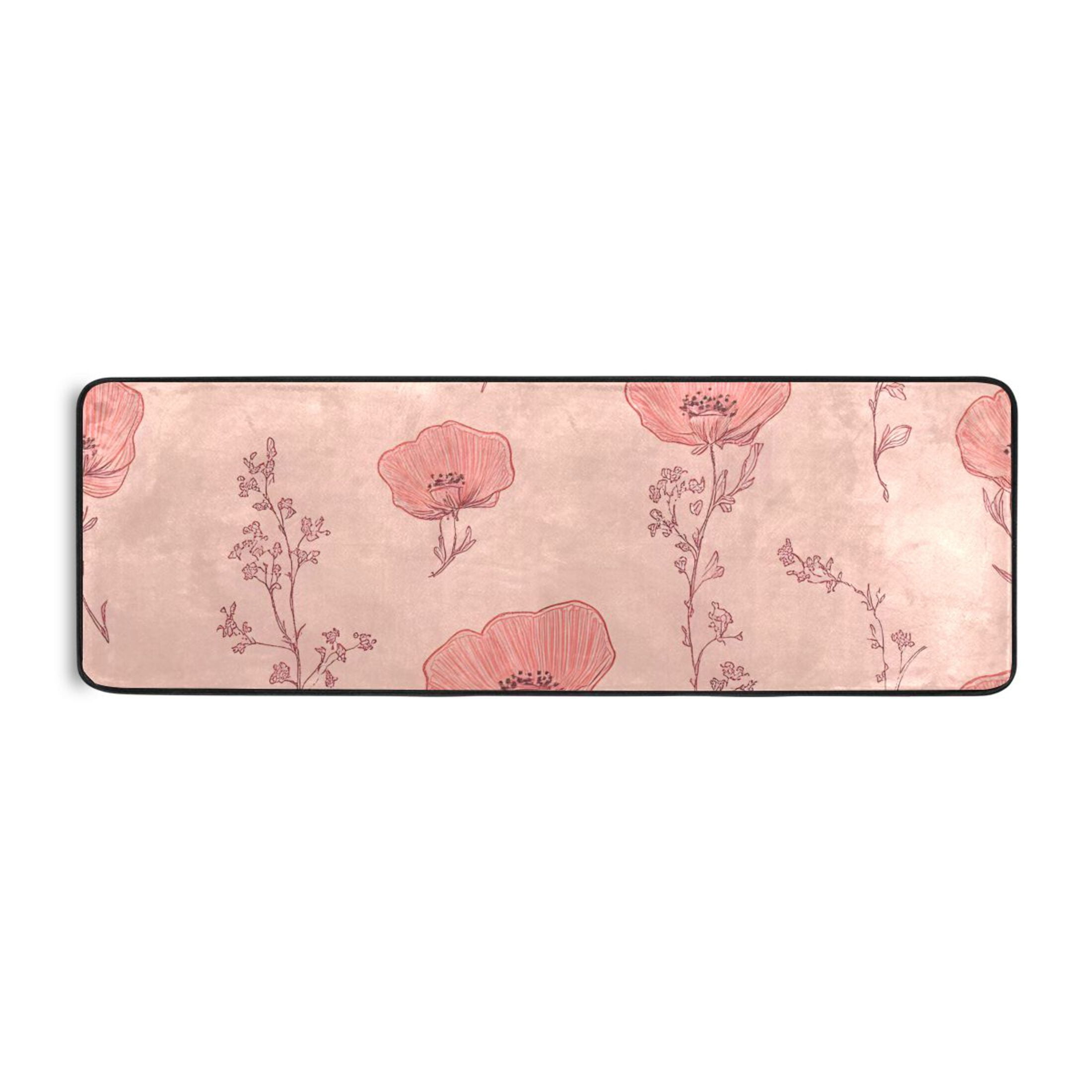 Pink Hallway Rug Patterns Pink Floral Pattern Runner Rug for Hallways Kitchen Non Slip 2'x 6 ...