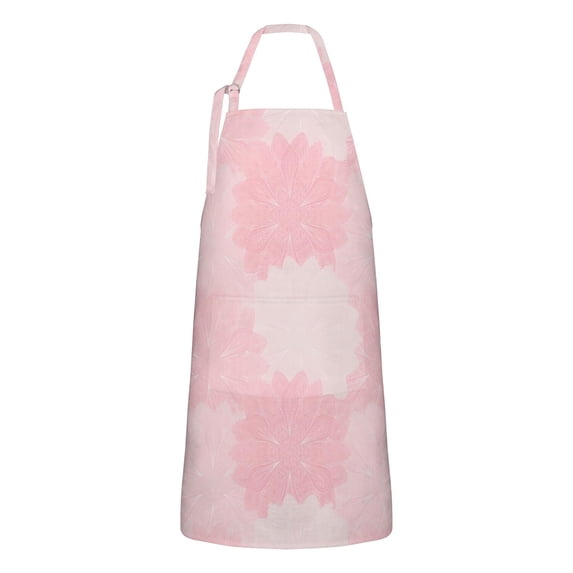 Pink Floral and Petal Pattern Apron-Garden Aprons for Women with Pockets-Cotton Linen Waterproof Kitchen Cooking Gardening Aprons Adjustable for Kitchen,Cooking,BBQ and Salon 33x27 Inch