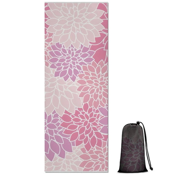 Pink Floral and Petal Pattern Hot Yoga Mat Towel Non Slip for Hot Yoga - Quick-Drying Yoga Mat Cover with 4 Corner Pockets with Travel Bag - Hot Yoga Towel Non Slip 70"x26"