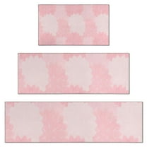 Pink Floral and Petal Pattern Kitchen Rugs Sets Of 3,Kitchen Runner Rugs Non Skid Washable,Decorative Kitchen Floor Mats for Kitchen,Sink,Laundry,17"x30" 17"x47" 17"x59"