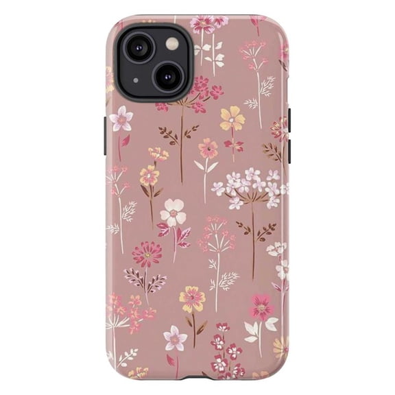 Pink Floral Phone Case, Soft Botanical Pattern, Protective Matte iPhone Cover for iPhone 17 16 15 14 13 12 11, Feminine Spring Accessory Gift