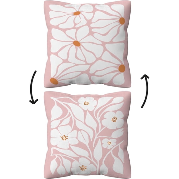 Pink Floral Pillow Covers,Abstract Boho Reversible Pillow Covers 18x18,Neutral Botanical Flowers Throw Pillow Covers for Home Living Room Bedroom,Floral Pillow Covers Gifts for Women Girls