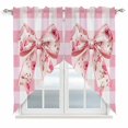 thumbnail image 1 of Pink Floral Print Kitchen Window Curtains, Swag Curtains Valance for Bedroom Living Room Bathroom, Checkered Bow Rose Flower Gingham Rod Pocket Window Treatment Curtain Block Drapes 2 Panels 28"x36", 1 of 9