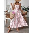 thumbnail image 1 of Pink Floral Print Sleeveless Tiered Maxi Dress With Square Neckline For Women, 1 of 6