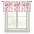 thumbnail image 1 of Pink Floral Print Valance Curtains for Kitchen/Living Room/Bathroom/Bedroom Window, Rod Pocket Small Topper Half Short Window Curtains Voile Sheer Scarf, Checkered Bow Rose Flower Gingham 54"x18", 1 of 8
