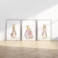 thumbnail image 1 of Pink Floral Rabbit Nursery Baby Girl Nursery Decor Set 3 Stretched Canvas 8x12, 1 of 3