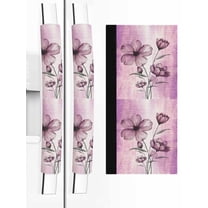 Pink Floral Refrigerator Door Handle Covers Set of 2, Vintage Botanical Gradient Pastel Painting Kitchen Fridge Microwave Oven Dishwasher Stove Cabinet Handle Protectors, Washable Appliance Decor
