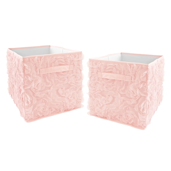 Pink Floral Rose Fabric Storage Bin (Set of 2) by Sweet Jojo Designs